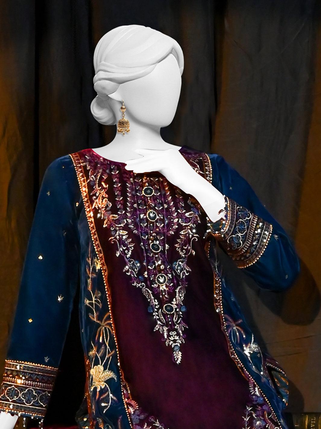 Pakistani velvet embroidered dresses