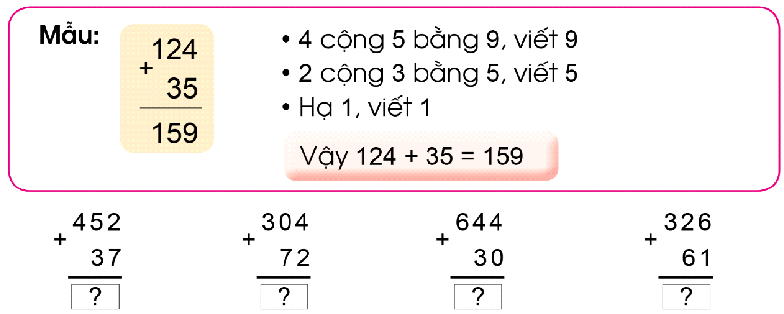 BÀI 76. PHÉP CỘNG ( KHÔNG NHỚ) TRONG PHẠM VI 1000