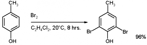 CHƯƠNG 5. DẪN XUẤT HALOGEN - ALCOHOL – PHENOLBÀI 21: PHENOLMỞ ĐẦUCatechin là một hợp chất phenol có trong lá chè xanh. Catechin có tác dụng chống oxi hoá, diệt khuẩn, kháng viêm, ngăn ngừa một số bệnh về tim mạch, cao huyết áp, tiêu hoá, làm chậm quá trình lão hoá Vậy hợp chất phenol là gì và có các tính chất đặc trưng nào?Đáp án chuẩn:- Phenol là những hợp chất hữu cơ trong phân tử có nhóm –OH liên kết trực tiếp với nguyên tử carbon của vòng benzene.- Là chất rắn, không màu, ít tan trong nước ở điều kiện thường, tan nhiều khi đun nóng, có tính độc, có thể gây bỏng khi tiếp xúc với da.- Tính acid yếu.- Phản ứng thế ở vòng benzene.1. KHÁI NIỆM2. ĐẶC ĐIỂM CẤU TẠO CỦA PHENOL3. TÍNH CHẤT VẬT LÍ4. TÍNH CHẤT HÓA HỌCBài 1: Phản ứng của phenol với dung dịch NaOH và dung dịch Na2CO3Thí nghiệm phenol tác dụng với dung dịch NaOH và với dung dịch Na2CO3 được tiến hành như sau:- Cho vào hai ống nghiệm, mỗi ống nghiệm khoảng 1 mL dung dịch phenol bão hoà (có màu trắng đục).- Cho khoảng 1 mL dung dịch NaOH 2 M vào ống nghiệm (1) và lắc đều.- Cho khoảng 1 mL dung dịch Na2CO3 2 M vào ống nghiệm (2) và lắc đều.Cả hai ống nghiệm đều quan sát được dung dịch từ màu trắng đục chuyển sang trong suốt.Hãy giải thích các hiện tượng xảy ra.Đáp án chuẩn:(1) C6H5OH + NaOH → C6H5ONa + H2O(2) C6H5OH + Na2CO3 ⇌ C6H5ONa + NaHCO3Bài 2: Hãy giải thích tại sao phenol có thể phản ứng được với dung dịch NaOH còn alcohol thì không phản ứng với dung dịch NaOH.Đáp án chuẩn:Vòng benzen hút electron làm mật độ electron trên nguyên tử O giảm Gốc hydrocarbon của alcohol đẩy electron làm mật độ electron trên nguyên tử O tăng Bài 3: Phản ứng của phenol với nước brominePhản ứng của phenol với nước bromine được tiến hành như sau:- Cho khoảng 1,0 mL dung dịch phenol 5% vào ống nghiệm.- Nhỏ vài giọt nước bromine bão hoà vào ống nghiệm, lắc đều. Nước bromine mất màu và xuất hiện kết tủa trắng.Hãy giải thích hiện tượng xảy ra và viết phương trình hoá học của phản ứng.Đáp án chuẩn:Hiện tượng: dung dịch bromine bị nhạt màu dần, có tủa trắng.Bài 2: So sánh điều kiện phản ứng bromine hoá vào vòng benzene của phenol và benzene. Từ đó, rút ra nhận xét khả năng thế nguyên tử hydrogen ở vòng benzene của phenol so với benzene.Đáp án chuẩn:Điều kiện nhiệt độ cao và có xúc tác FeBr3Điều kiện thường.=> Khả năng thế nguyên tử hydrogen của phenol xảy ra dễ dàng hơn với benzene.Bài 3: Viết phương trình hoá học của phản ứng xảy ra khi cho 4-methylphenol tác dụng với nước bromine.Đáp án chuẩn:Bài 4: Phản ứng nitro hoá phenol – tổng hợp picric acidThí nghiệm nitro hoá phenol được tiến hành như sau:- Cho 0,5 g phenol và khoảng 1,5 mL H2SO4 đặc vào ống nghiệm, đun nhẹ hỗn hợp trong khoảng 10 phút để thu được chất lỏng đồng nhất.- Để nguội ống nghiệm rồi ngâm bình trong cốc nước đá.- Nhỏ từ từ 3 mL dung dịch HNO3 đặc vào hỗn hợp và lắc đều. Nút bằng bông tầm dung dịch NaOH.- Đun cách thuỷ hỗn hợp trong nồi nước nóng 15 phút.- Làm lạnh hỗn hợp rồi đem pha loãng hỗn hợp với khoảng 10 mL nước cất, picric acid kết tủa ở dạng tinh thể màu vàng.Hãy giải thích hiện tượng xảy ra và viết phương trình hoá học của phản ứng.Chú ý: Thí nghiệm thực hiện trong tủ hốt hoặc nơi thoáng khí. Cần thận trọng khi làm việc với dung dịch HNO3 đặc và dung dịch H2SO4 đặc.Đáp án chuẩn:Hiện tượng: có tinh thể rắn màu vàng.5. ỨNG DỤNG6. ĐIỀU CHẾ