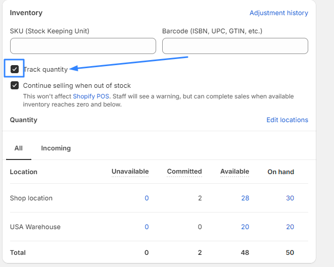 Track quantity of your chosen product