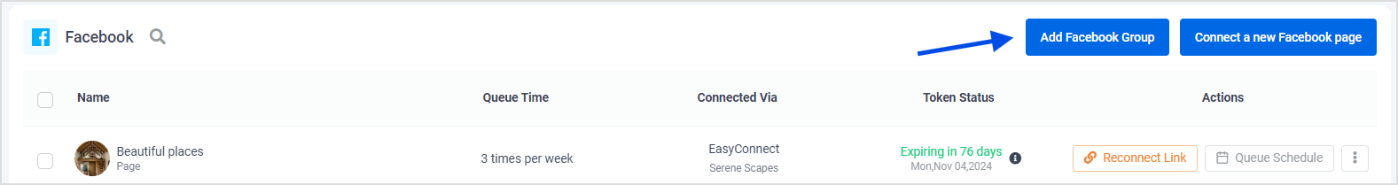 connect multiple facebook pages 