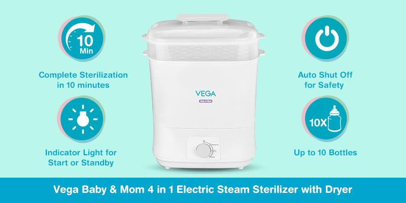 A white steamer with blue text

Description automatically generated