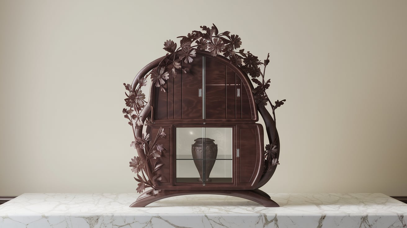 creative wooden hutch cabinet for urn display​