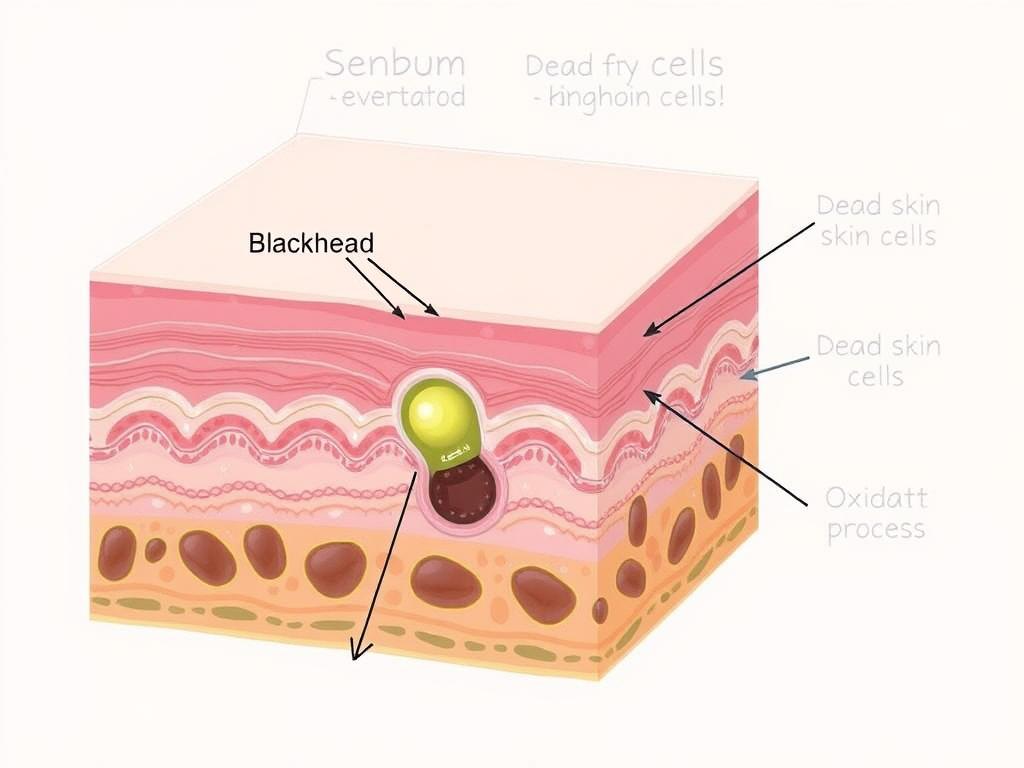 Diagram showing blackhead formation in a pore