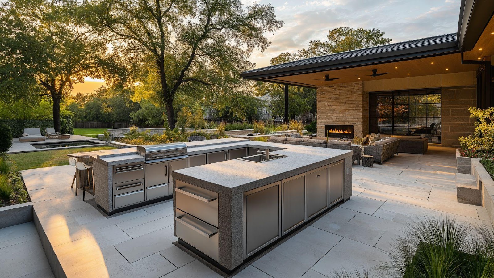 A large outdoor kitchen with a grill

AI-generated content may be incorrect.