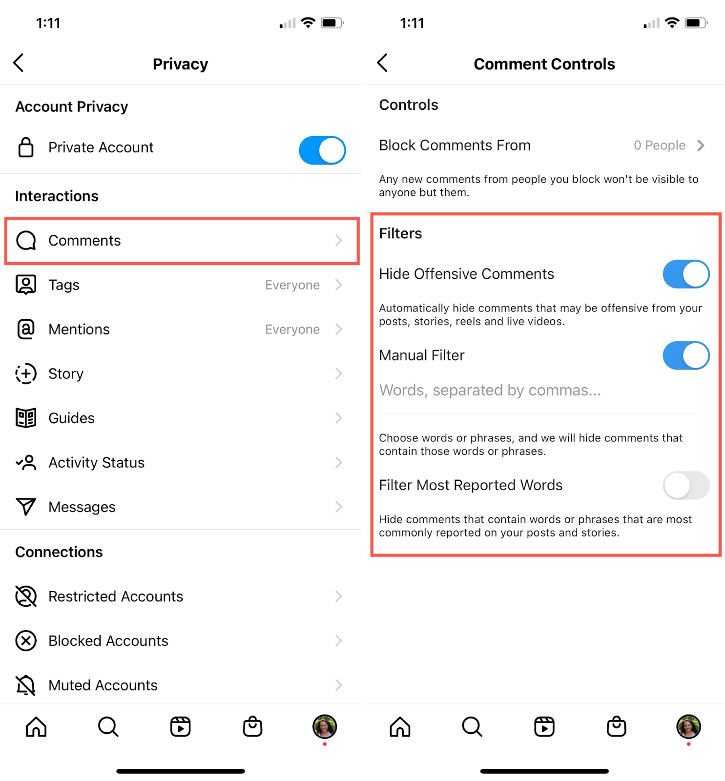 Control Comments and Tags