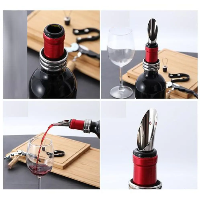 Kit 5 Peças Abridor de Vinho Saca Rolhas Anel Salva Gotas