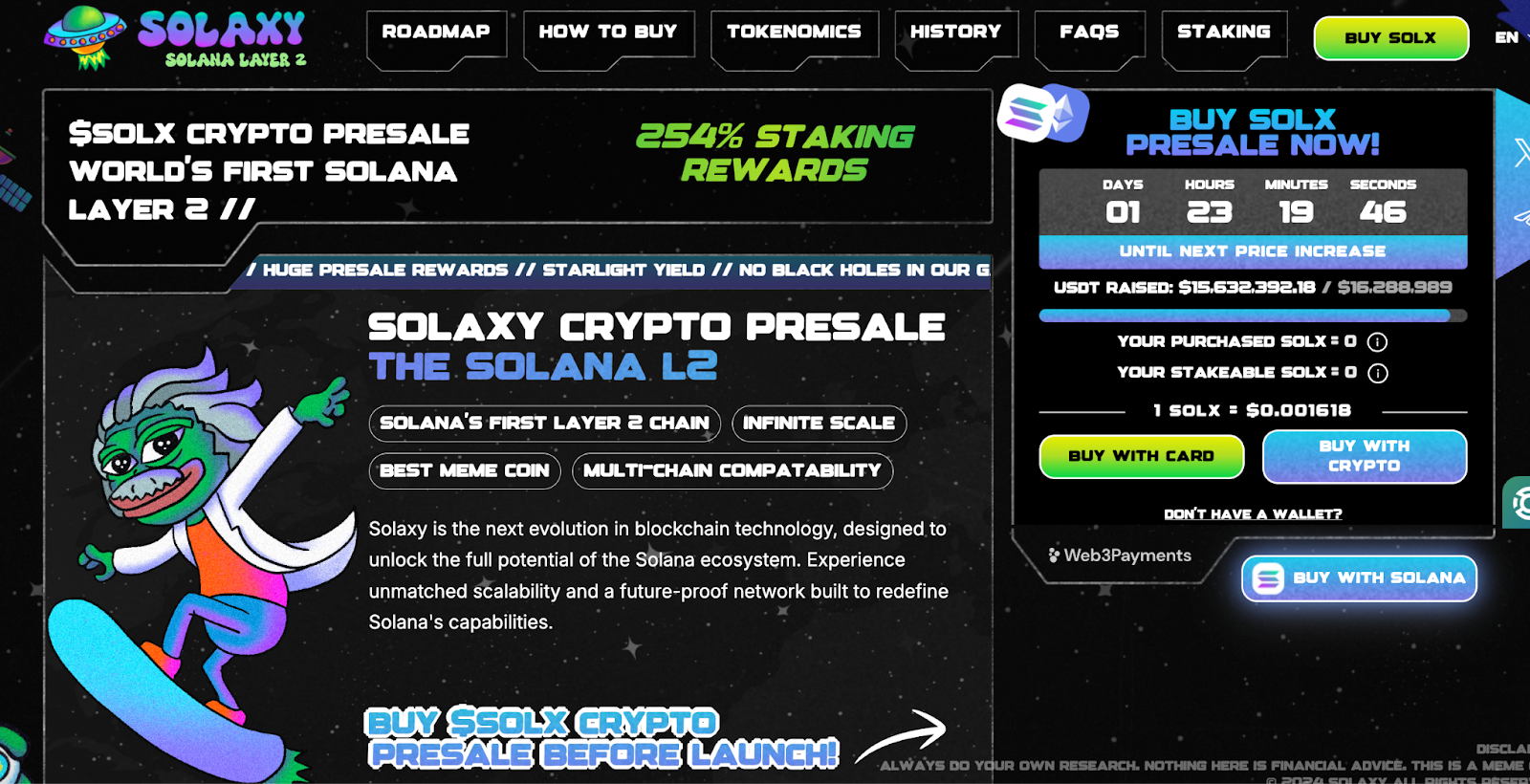 Solana crypto project homepage