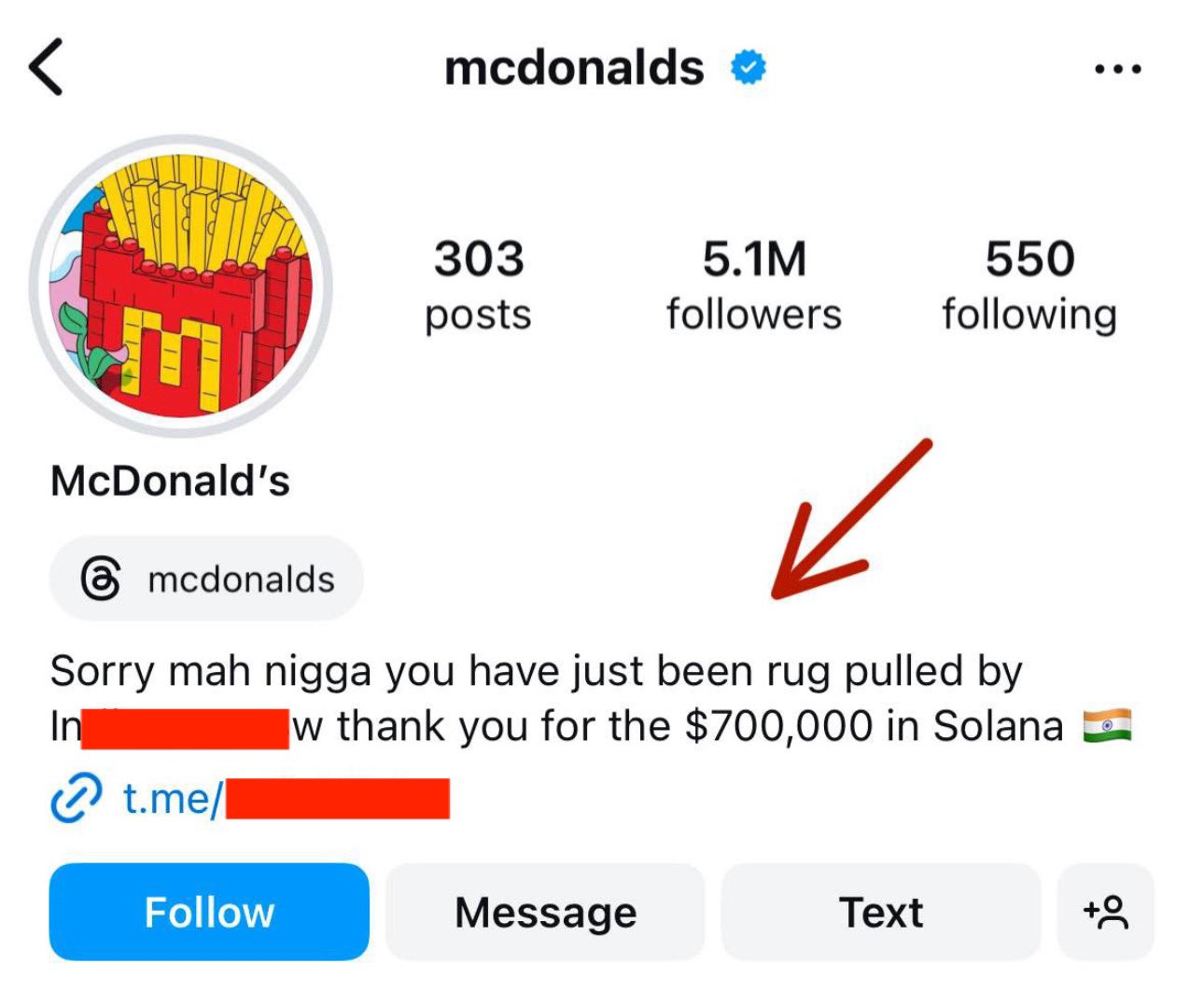 McDonald’s Instagram Hacked