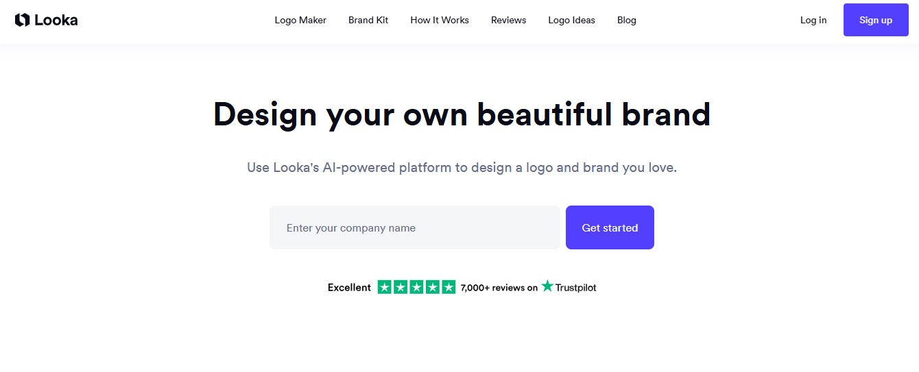 Looka homepage - brand identity tool