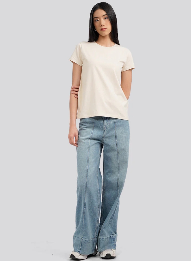 Basic Round Neck Cotton T-Shirt Grey.