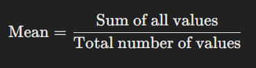 Formula for calculating the mean. 