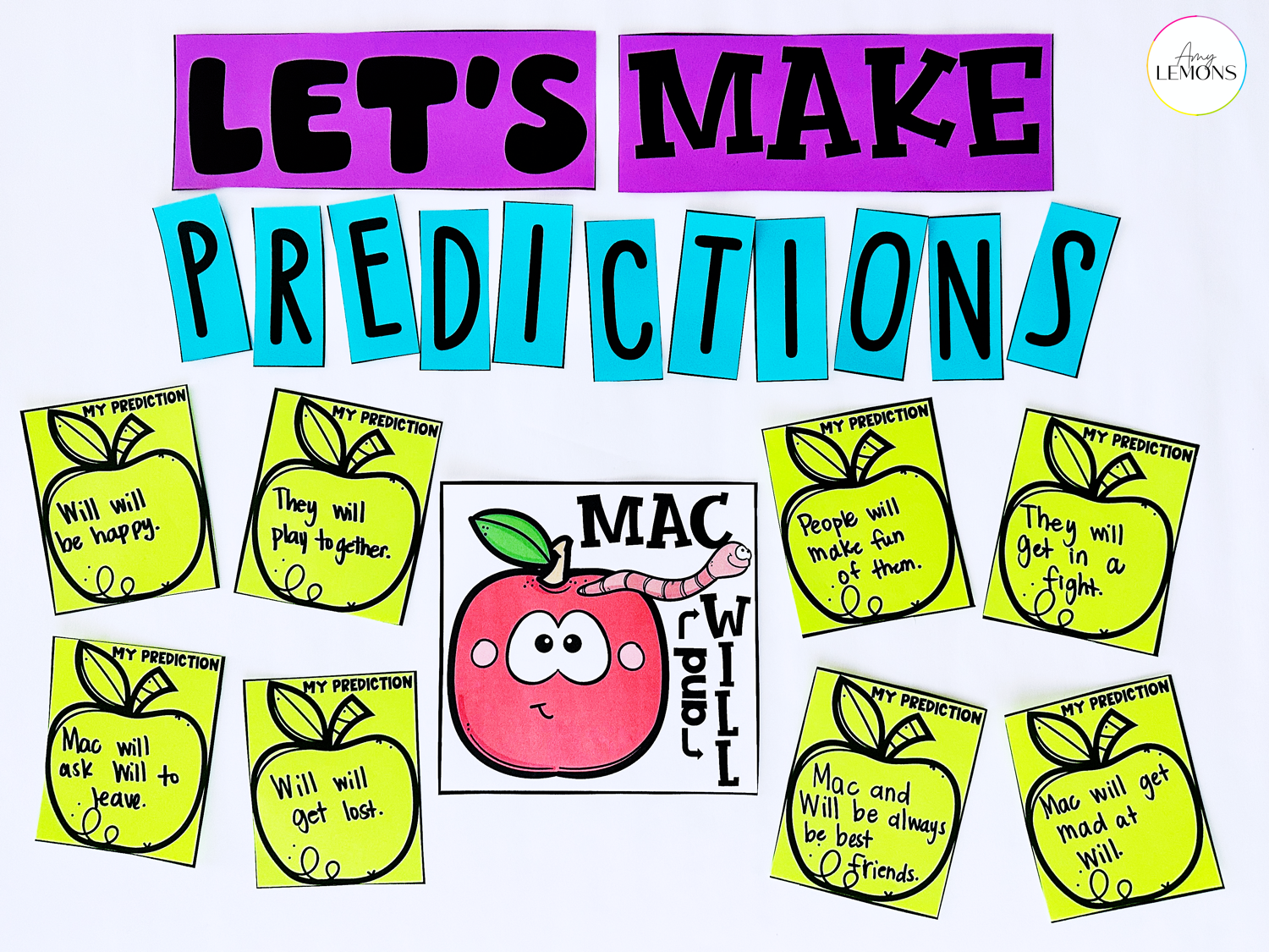 Let's Make Predictions anchor chart display with apple theme