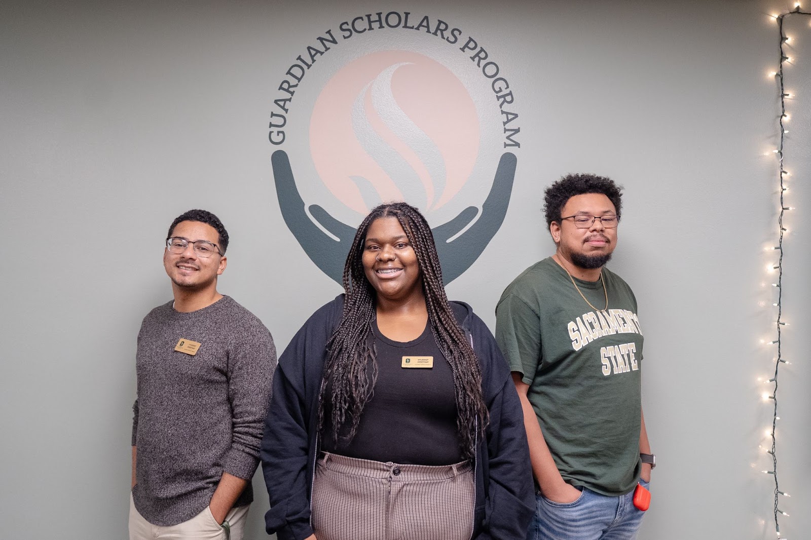 From left, Guardian Scholars Jarred Holloway, Traneisia Jones and Emmanuel Fadollone on Nov. 25 at Sacramento State. AmaYah Harrison-Bryant, OBSERVER