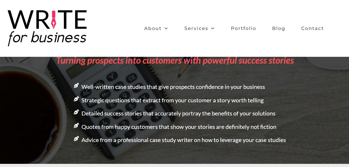 Write For Business homepage - one of the best business writing blogs