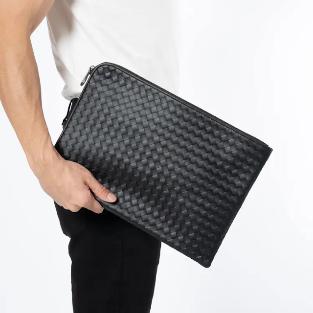 Tas  Zip Up Woven Clutch Light Graphite