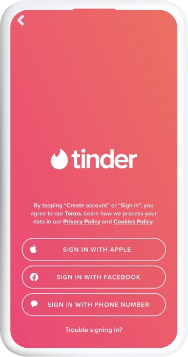 Tinder dating app registration process social media connection