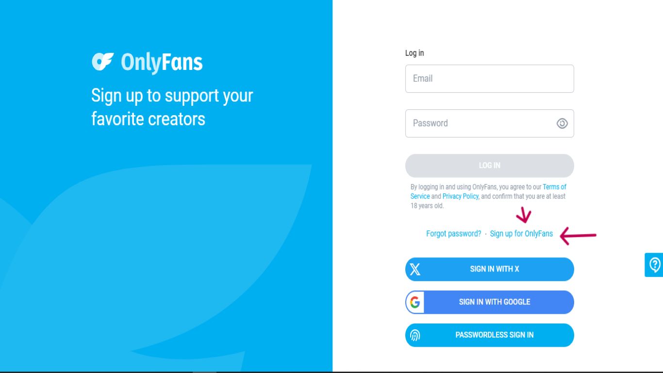 sign up on onlyfans