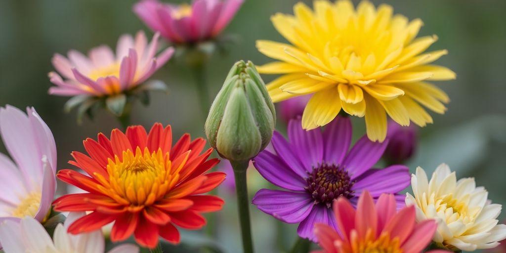 Blooming flower in stages of growth and transformation.