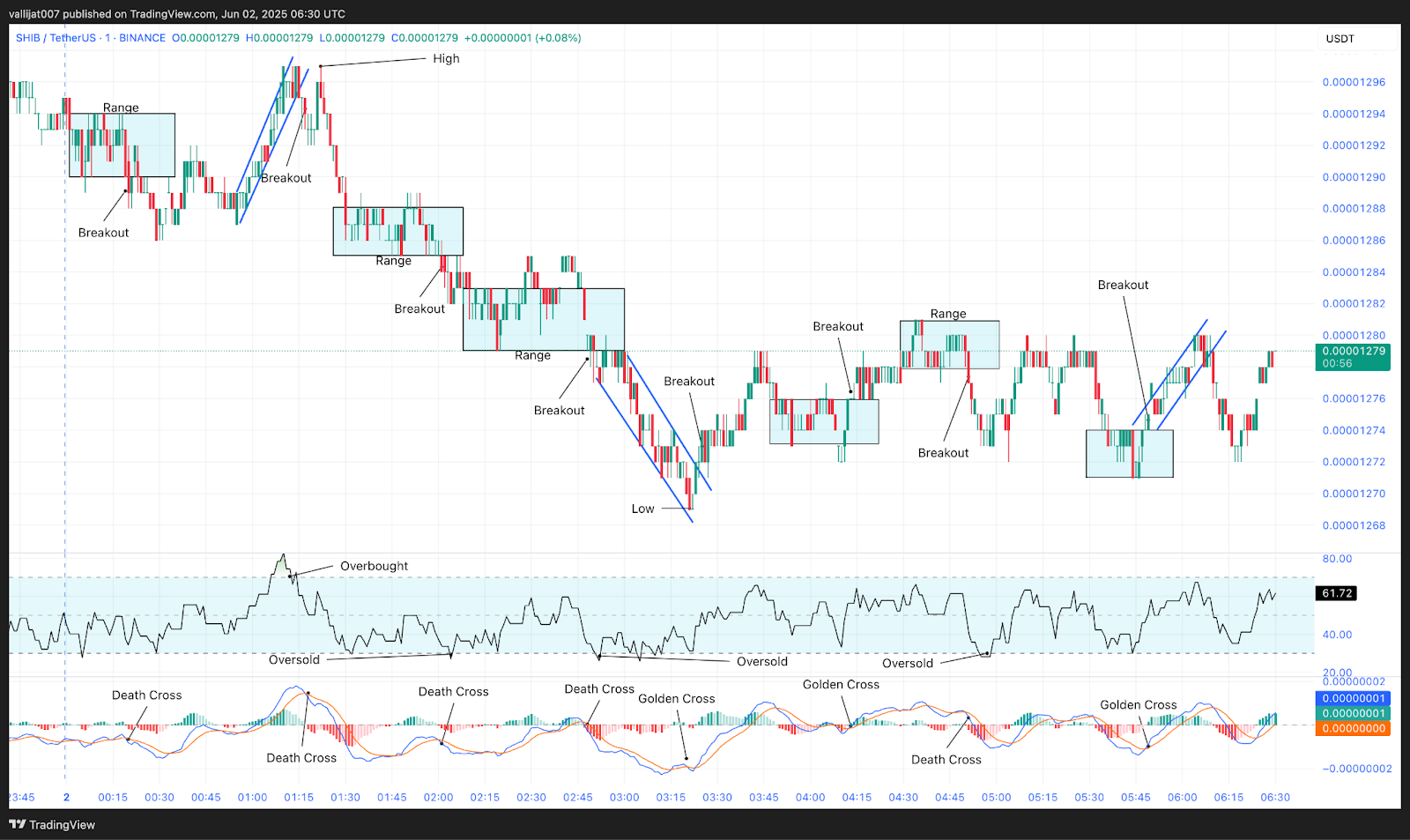 Chart 3: SHIB/USDT M1 Chart, Analysed by vallijat007, published on TradingView, June 2, 2025
Shiba Inu price