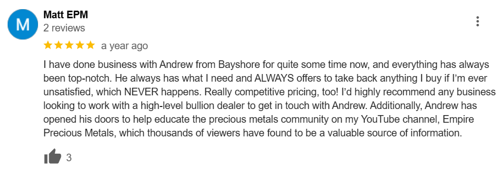 review 2 of Bayshore Bullion Exchange