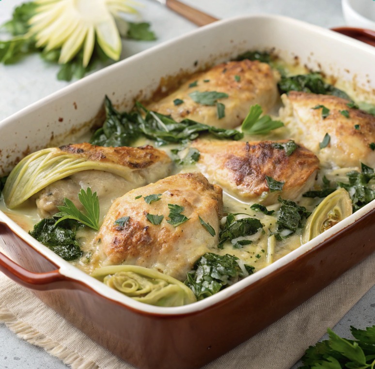 Spinach Artichoke Chicken Bake