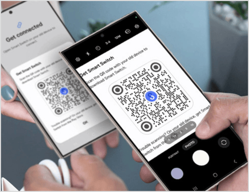 Android user scanning QR code with camera app