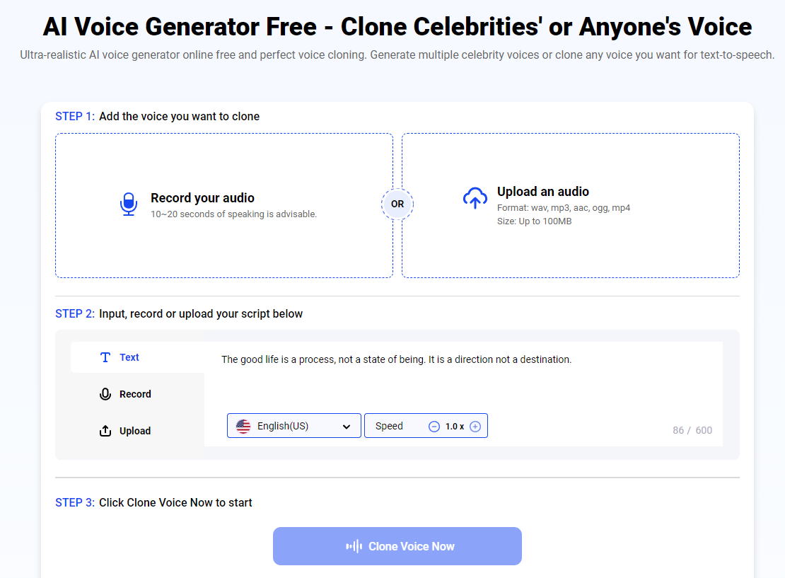 MioCreate Free AI Voice Generator: Clone Any Fictional Characters' Voice