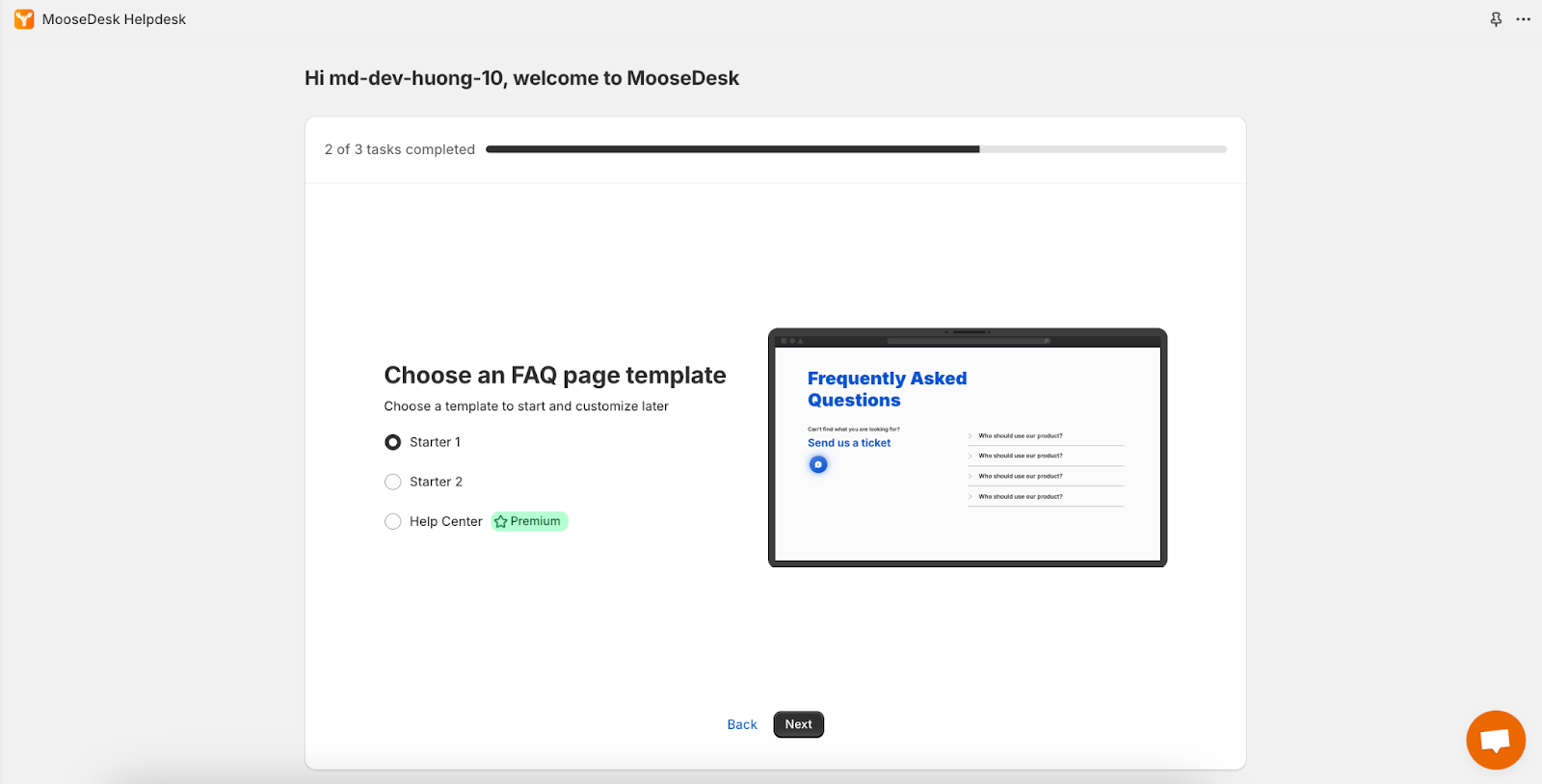 Revamped onboarding - Choose FAQ template