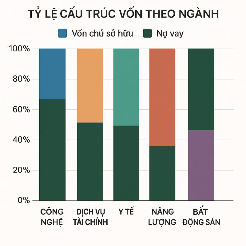 Biểu đồ thanh minh họa tỷ trọng vốn chủ sở hữu và nợ
