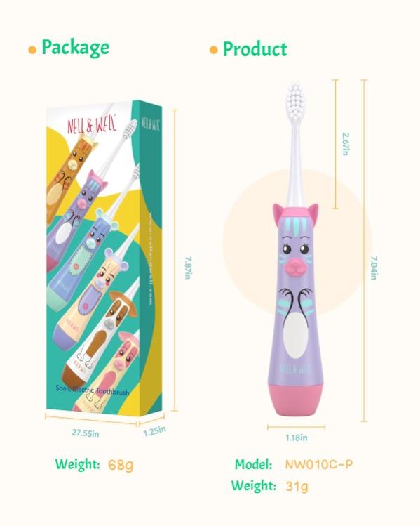 NELL&WELL Kids Electric Toothbrush (Purple)