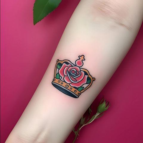Rose and Crown Tattoo