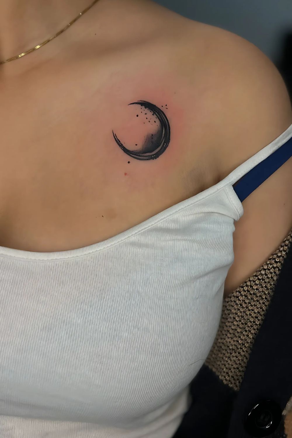 Moon Front Shoulder Tattoo