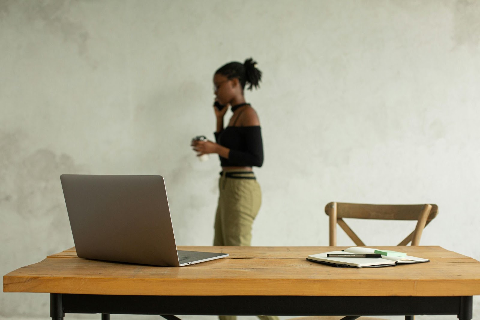 image of a lady on a call