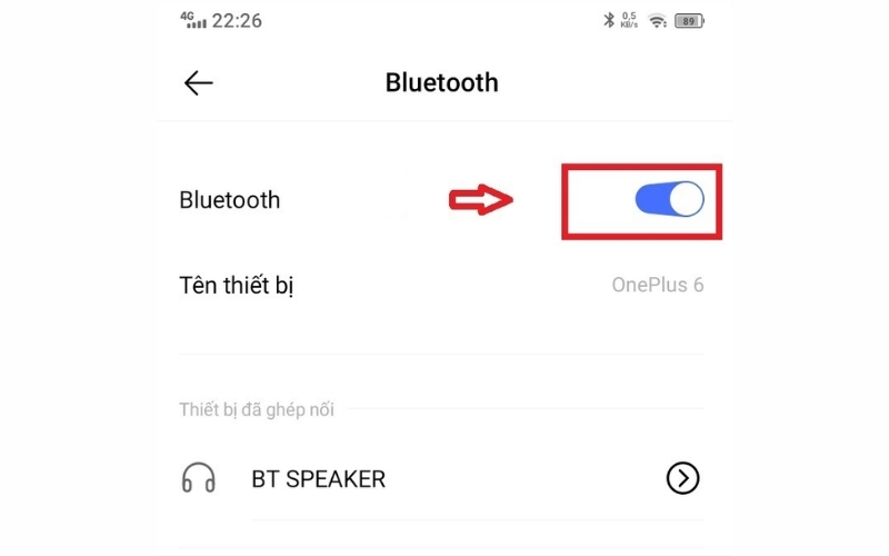 Kiểm tra và bật lại kết nối Bluetooth của thiết bị