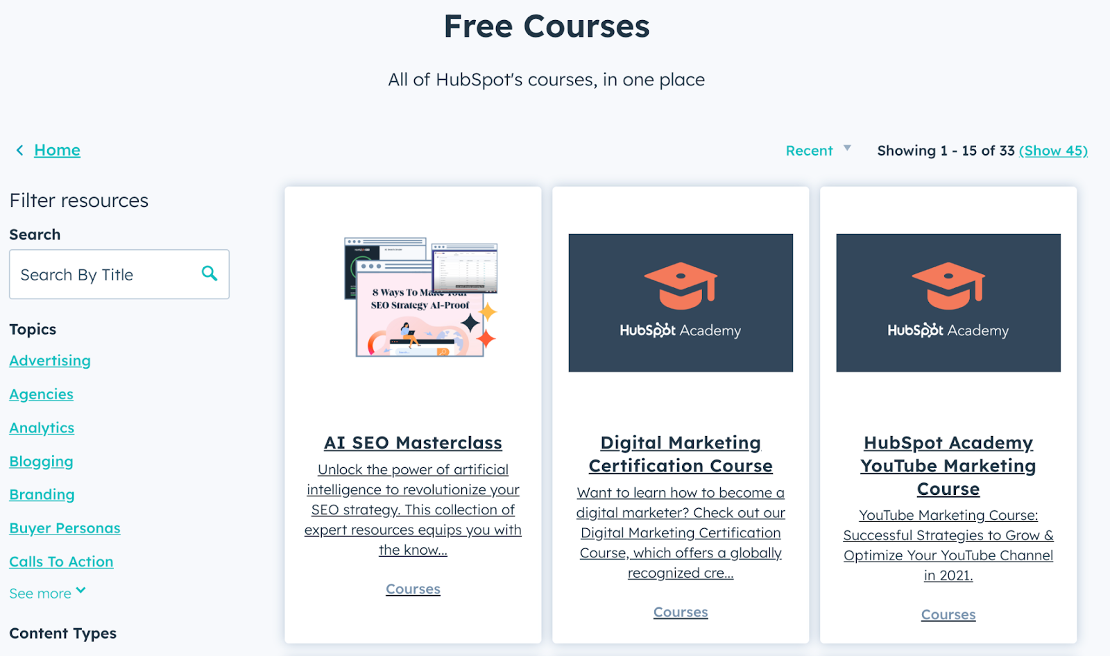 HubSpot free courses 