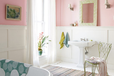 top paint color ideas for your bathroom remodel sherwin williams rosy outlook shade in half bath custom built michigan