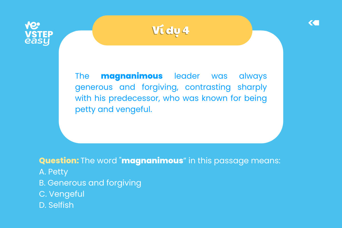Ví dụ 4 dạng bài tìm manh mối từ từ đồng nghĩa (synonym)/ từ trái nghĩa (antonym) 