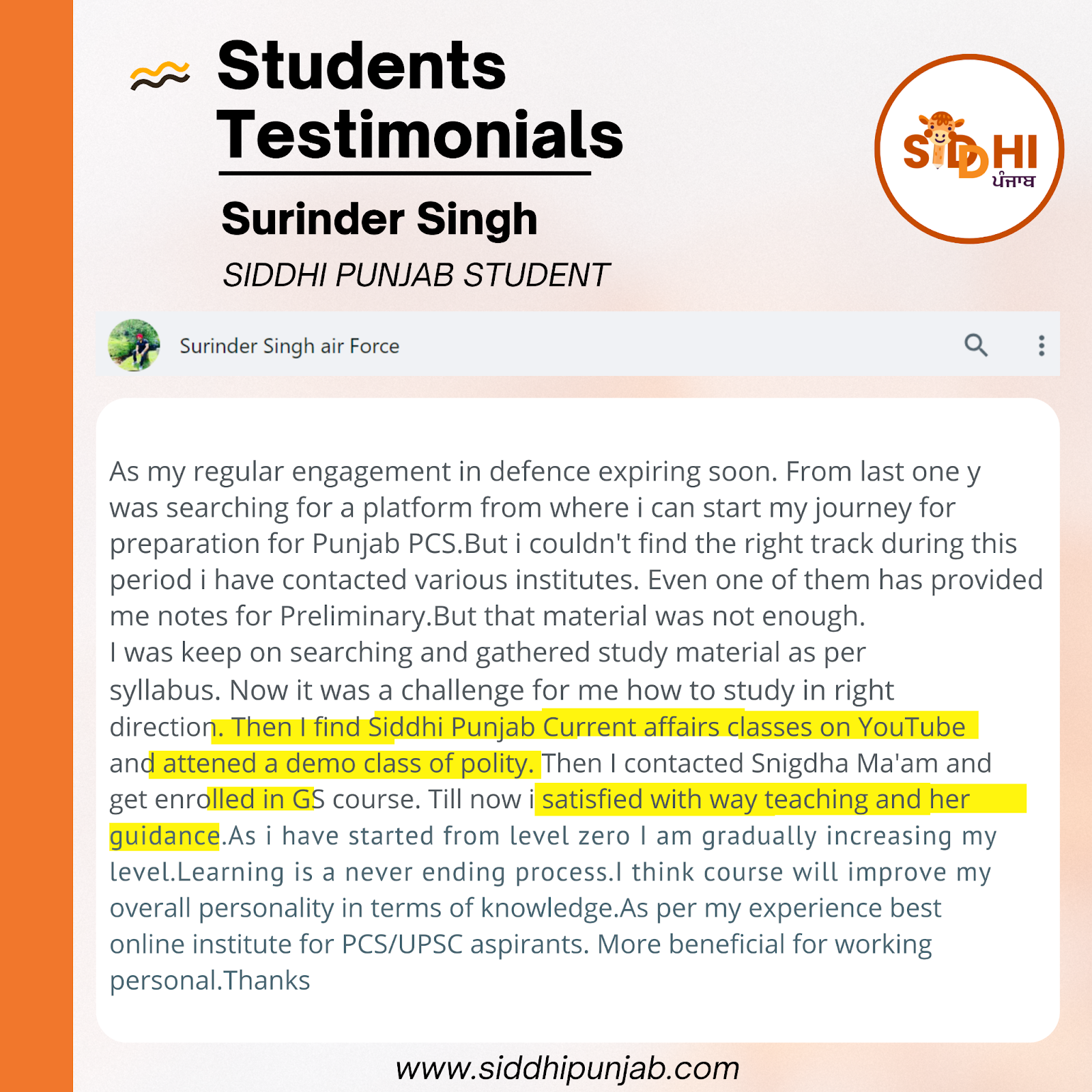 Students Testimonial