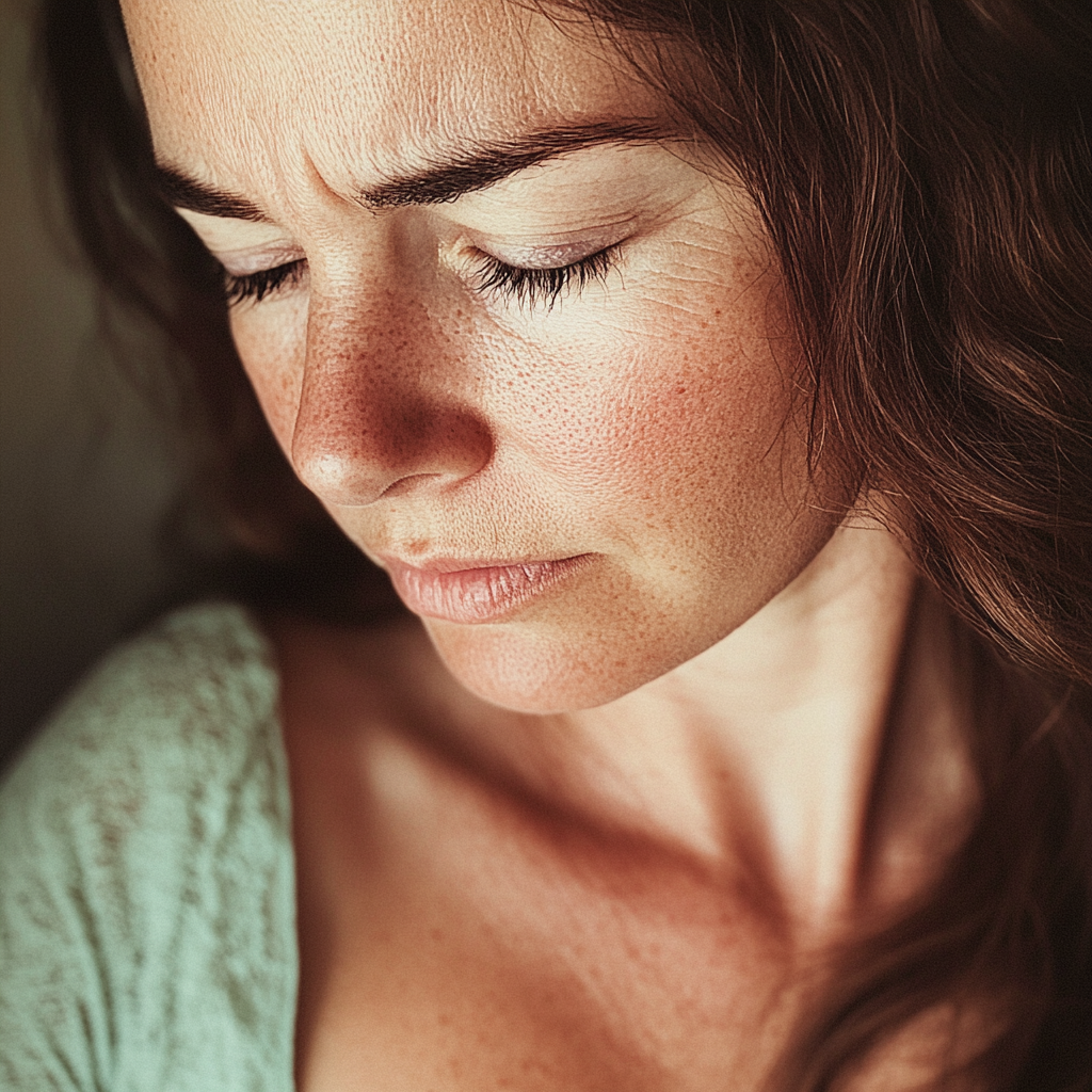 A close up of a woman with closed eyes | Source: Midjourney