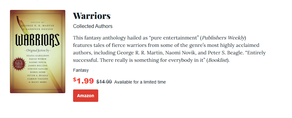 a screenshot of warriors book an epic fantasy deal on bookhub