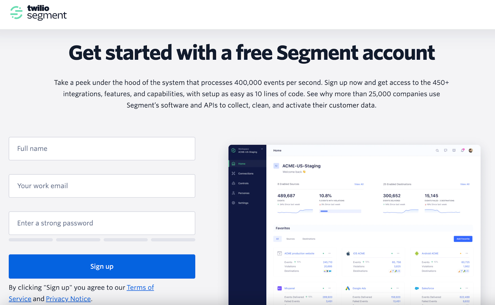 Twilio Segment landing page