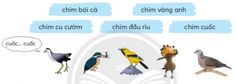 BÀI 1: CHUYỆN QUẢ BẦUKHỞI ĐỘNGCâu hỏi: Kể tên một vài dân tộc ít người nà em biết.Giải nhanh: Dân tộc Mèo, Thái, H mông, Dao, Tày, Ê-đê, …KHÁM PHÁ VÀ LUYỆN TẬPCâu 1: Đọc:a. Hai vợ chồng làm gì khi bắt được con dúi?b. Nhờ đâu hai vợ chồng thoát nạn?c. Chuyện gì lạ xảy ra với hai vợ chồng sau nạn lụt?d. Câu chuyện giải thích điều gì?Nạn lụt ở nước ta.Sự ra đời của các dân tộc.Sự tích quả bầu.Trả lời: a. Hai vợ chồng khi bắt được con dúi đã tha cho nó.b. Nhờ dúi báo tin mà hai vợ chồng thoát nạn.c. Chuyện lạ xảy ra với hai vợ chồng sau nạn lụt là người vợ sinh ra một quả bầu.d. Câu chuyện giải thích:Sự ra đời của các dân tộc.Câu 2: ViếtGiải nhanh: Học sinh tự viết Câu 3: Thực hiện các yêu cầu dưới đây:a. Tìm từ ngữ chỉ tên gọi và đặc điểm của các loài chim có trong đoạn văn sau:      Những thím chích chòe nhanh nhảu. Những chú khướu lắm điều. Những anh chào mào đỏm dáng. Những bác cu gáy trần ngâm.b. Chọn tên gọi phù hợp với hình vẽ của từng loài chim dưới đây:Trả lời:a. Từ ngữ chỉ tên gọi và đặc điểm của các loài chim có trong đoạn văn là: chích chòe, nhanh nhảu, khướu, lắm điều, chào mào, đỏm dáng, cu gáy, trầm ngâm.b. Tên gọi phù hợp với hình vẽ của từng loài chim lần lượt là: chim cuốc, chim bói cá, chim vàng anh, chim đầu rìu, chim cu cườm.Câu 4: Thực hiện các yêu cầu dưới đây:a. Đặt câu hỏi cho các từ ngữ in đậm:Thức ăn của bói cá là những chú cá nhỏ.Sáng sớm, chim sơn ca cất cao giọng hót. Bộ lông của loài vẹt rất sặc sỡ.b. Chọn dấu câu phù hợp với mỗi chố chấm:      Chim vàng anh còn có tên là hoàng anh... Giọng hót của vàng anh rất đặc biệt... Giọng hót ấy lúc trong trẻo... lúc trầm thấp... lúc vút cao...Trả lời: a.Thức ăn của bói cá là gì?Sáng sớm, chim sơn ca làm gì?Bộ lông của loài vẹt như thế nào?b. Chim vàng anh còn có tên là hoàng anh. Giọng hót của vàng anh rất đặc biệt. Giọng hót ấy lúc trong trẻo, lúc trầm thấp,lúc vút cao.VẬN DỤNG