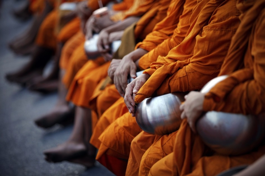 Buddhist monks and almsgiving