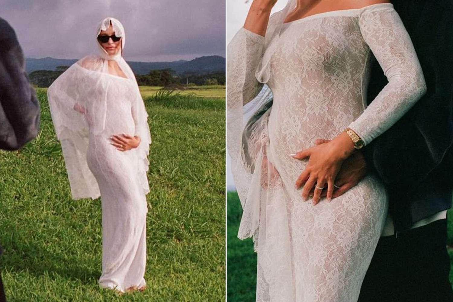 Hailey Bieber Dresses Up Her Baby Bump in Sheer Gown for Pregnancy Reveal  with Justin Bieber