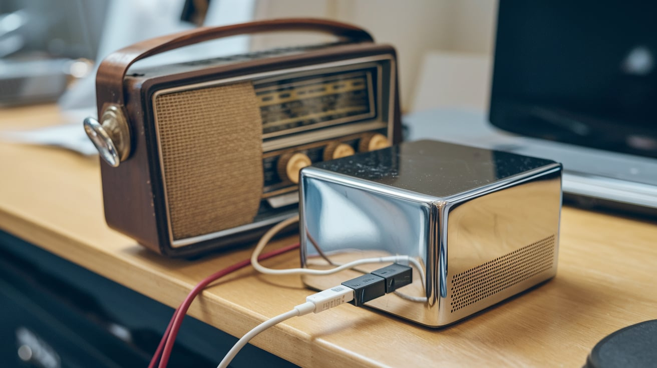 Radio Into a Aux Chromebox 5 Computer