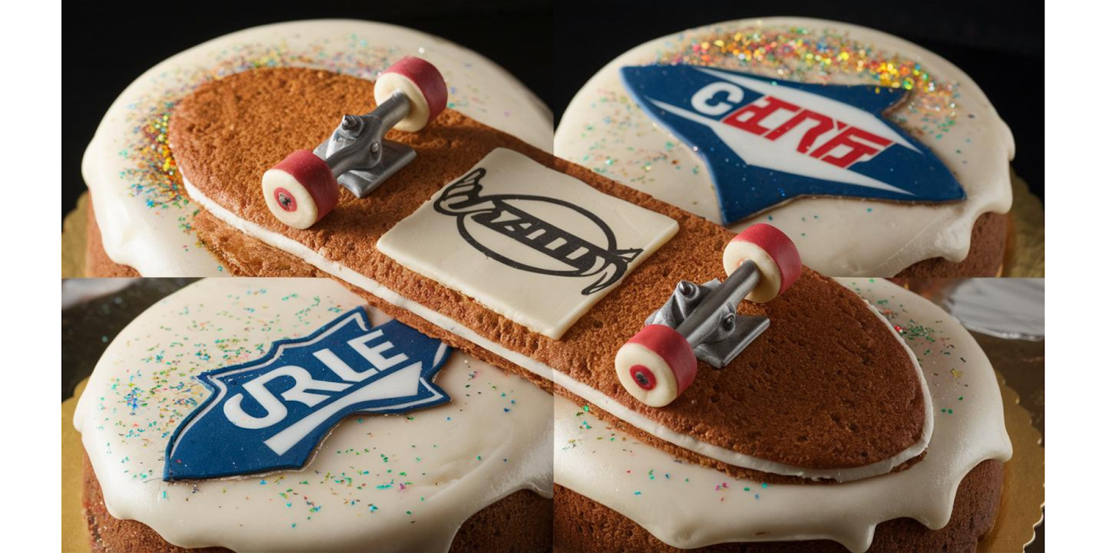 8. Skateboard Cake with Custom Brand Logos