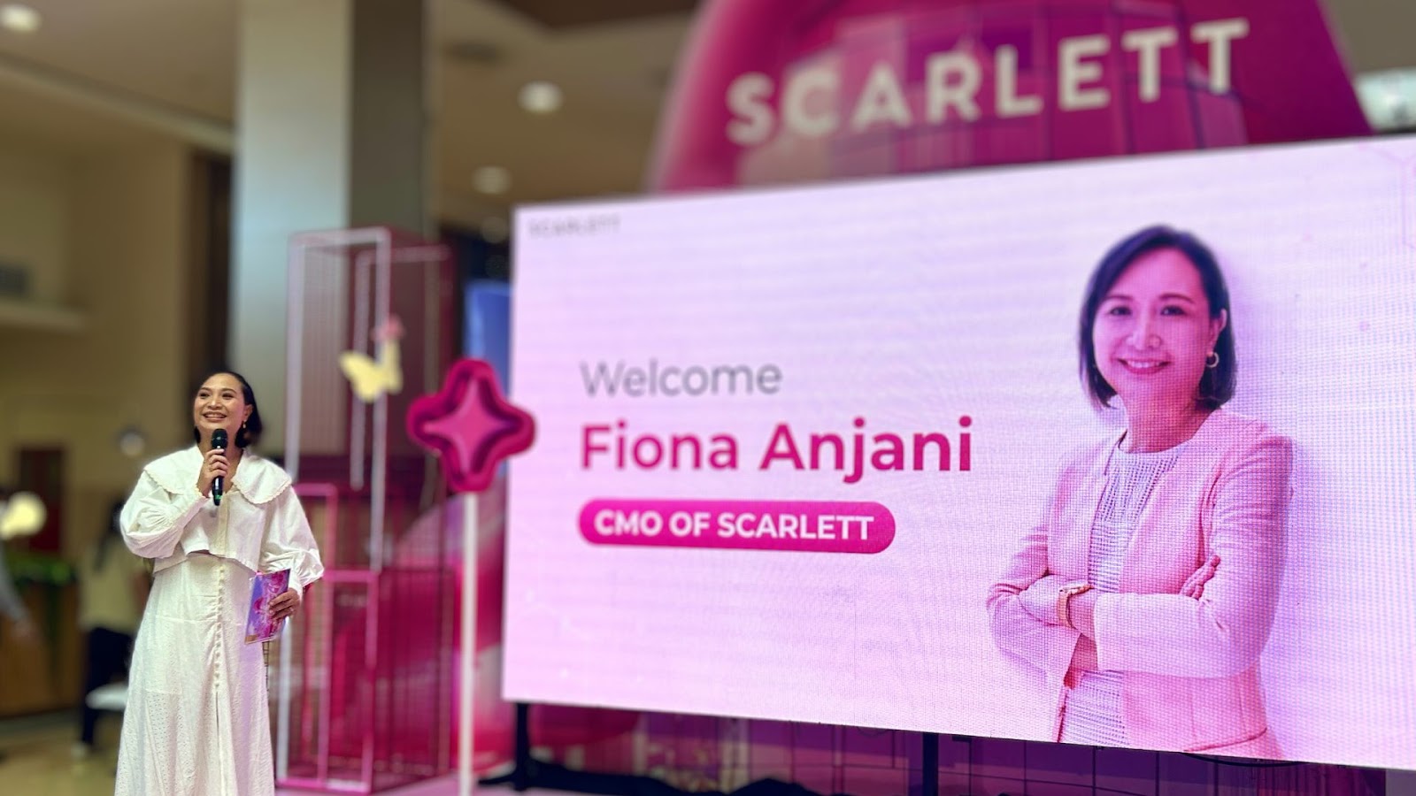 Fiona Anjani, Chief Marketing Officer Scarlett,  pada acara “Scarlett Beautyverse: Level Up Your Beauty”. (Foto: Froyonion/Grace Angel)