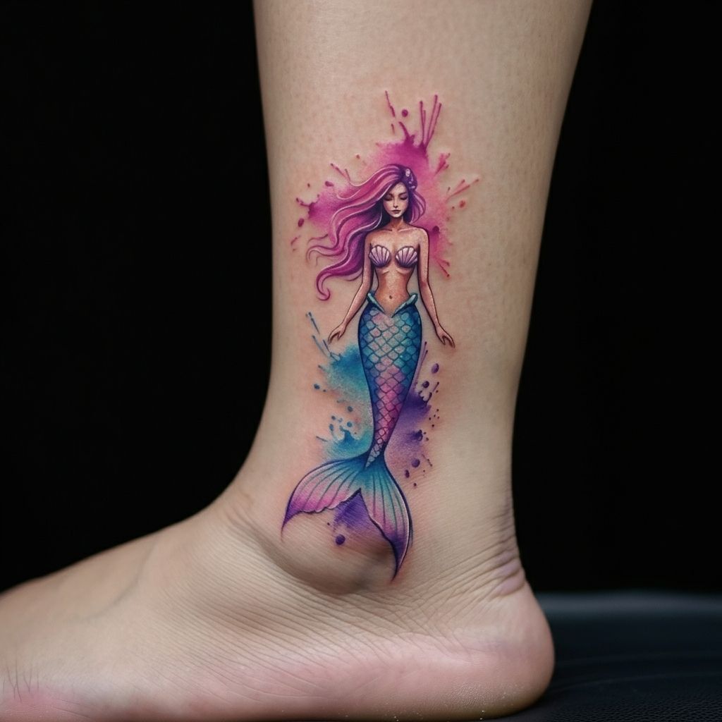 Mermaid Tattoo on ankle 