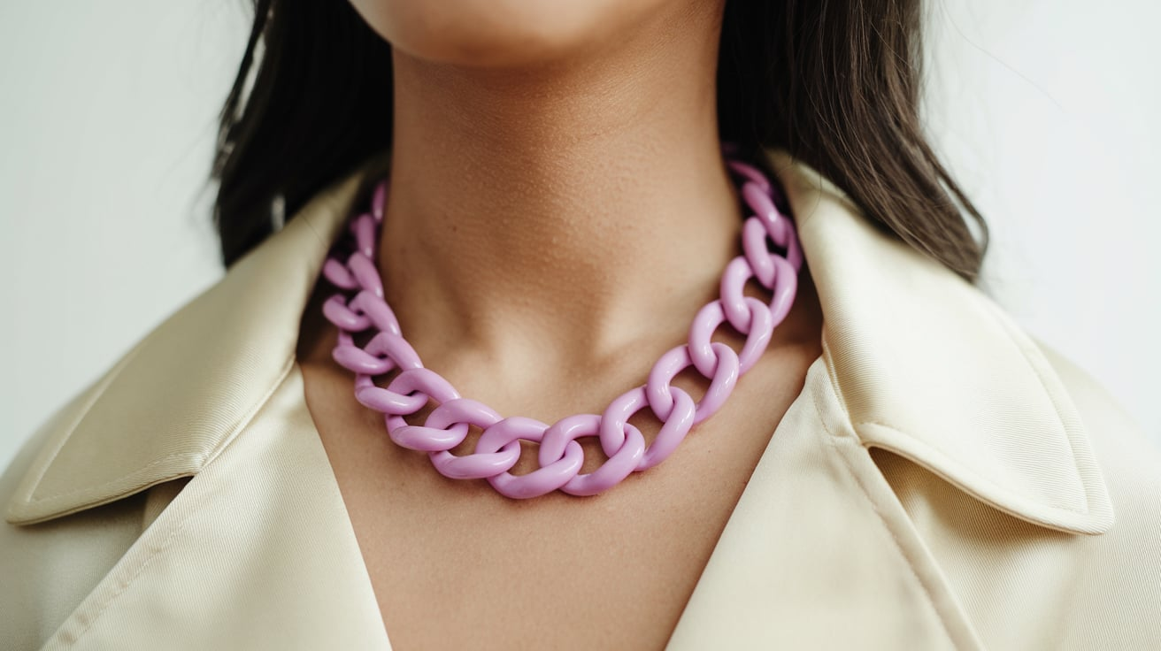 J Crew Raspberry Purple Enamel Link Strand Necklace
